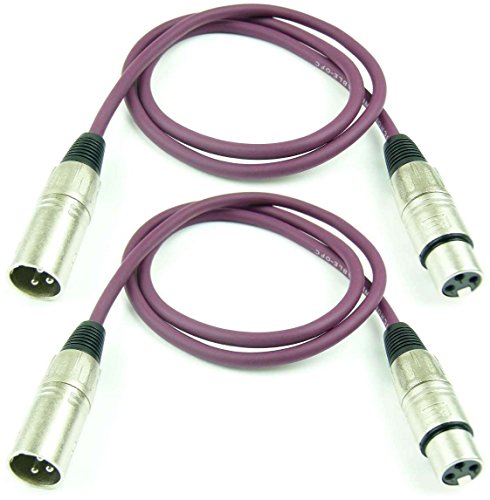 Adam Hall Cables 2 Stück K3MMF0100PUR Mikrofonkabel XLR female auf XLR male DMX Audio Kabel 3 pol polig (1,0 m, Lila, 2) von Adam Hall