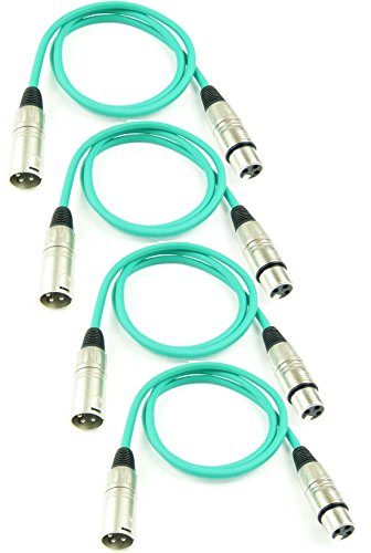 Adam Hall Cables 4 Stück K3MMF0100GRN Mikrofonkabel XLR female auf XLR male DMX Audio Kabel 3 pol polig (1,0 m, Grün, 4) von Adam Hall