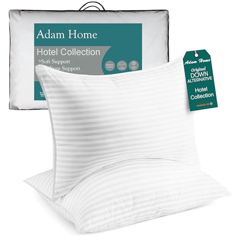 Adam Home Kissen 2 Stück Hotelqualität Kissen Seitenschläfer Bounce Back Bett Kissen Hypoallergen & Anti-Milbenresistent Premium Gefüllt Hotel Kissen 2 Stück von Adam Home