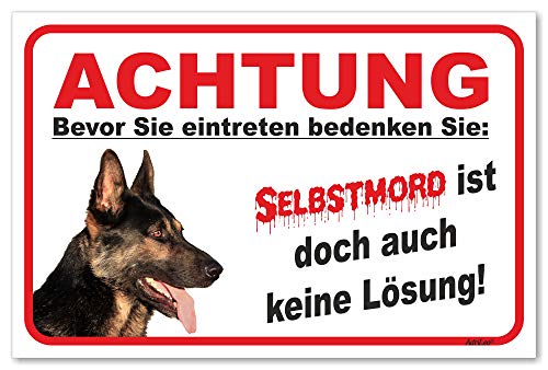 AdriLeo Schild - Vorsicht Deutscher Schäferhund - Selbstmord - (20x30cm) / Achtung Hund Wachhund von AdriLeo