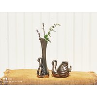 Vintage Silber Teller Art Deco Schwan Vase - Kerzenhalter Kerzenständer von AdryVintage