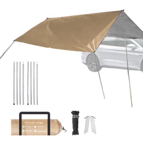 Camping-Sonnenschutz für Auto, SUV, Camping-Überdachung,Auto-Campingzelt-Dachüberdachung - Reißfestes, extra großes, winddichtes, regensicheres SUV-Campingdach für den Außenbereich von Aeutwekm