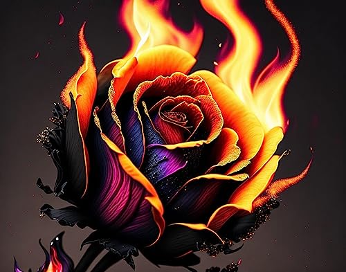 AgaaTi Bild Auf Leinwand Leinwand Mit Bild Schwarze Rose Illustration Asche brennende abstrakte dunkle Blumen für Office Home Decor 60x90cm von AgaaTi