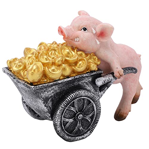 Agatige Glücksschwein-Statue, Mini-Schwein-Figur aus Harz, Goldmünze, Feng Shui-Reichtum Glücksschwein-Figur, lebensechte Schweine-Verzierung für Wohnzimmer, Büro, Dekoration von Agatige