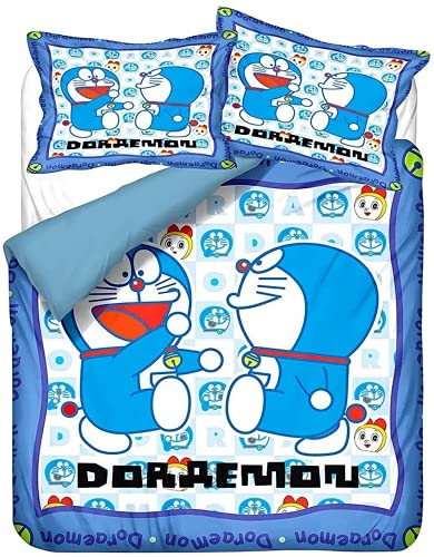 Agmdno Bettwäsche Kinder Doraemon,Bettwäsche-Sets,3D Anime Bettbezug Set,Bettbezug 135x200cm + Kissenbezug 80x80cm (003,220x240cm/80x80cm) von Agmdno