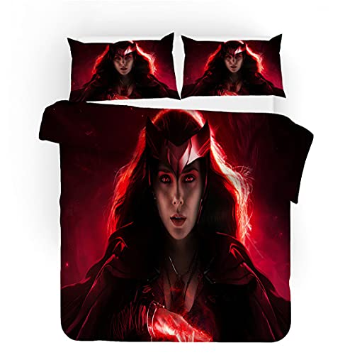 Agmdno Bettwaren-Sets Für Kinder Vision and The Scarlet Witch,Bettbezug 135x200cm + Kissenbezug 80x80cm,kinderbettwäsche Jungen (A08,155x220cm+80x80cmx1) von Agmdno