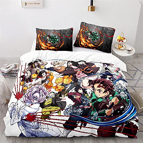 Agmdno Demon Bettwäsche-Set,Slayer Bettbezug-Set,100% Mikrofaser,kinderbettwäsche,Anime Bettwäsche,bettbezug (A04,155x220cm+75x50cmx1) von Agmdno