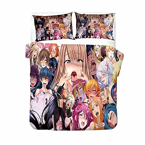 Anime Ahegao Bettwäsche,Bettwäsche-Sets,bettwäsche Doppelbett,Bettbezug 135x200cm + Kissenbezug 80x80cm,3D bettwäsche (A,155x220cm+80x80cmx1) von Agmdno