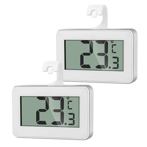 AiQInu 2 Mini Thermometer Kühlschrank Digital, Kühlschrank Thermometer Innen, Gefrierschrank Thermometer, Thermometer mit Frost Alarm von AiQInu