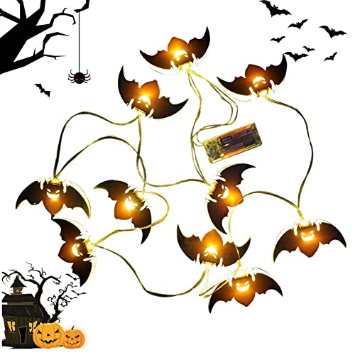 Aibyks Halloween Lichterketten - 6,5 Fuß Halloween Beleuchtete Kürbisse Hexen Fledermäuse 10 LEDs Dekorationen | Batteriebetriebene beleuchtete Halloween-Dekorationen für drinnen und draußen von Aibyks