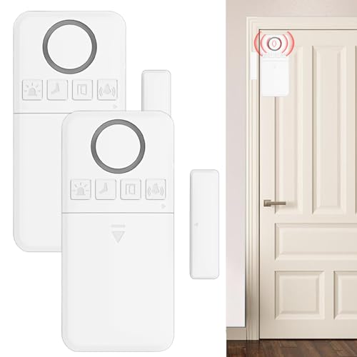 Fensteralarm Türalarm, 2pcs 130dB Drahtloser Türsensor mit 4 Alarm Modi Tür/Fenstersensor Magnetsensor Fenstertürsensor Alarm mit Batterien, Mini Einbruchschutz Alarmanlage für Haus Speichern von Aicharynic