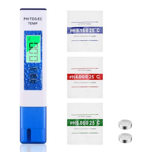 Aideepen Digital PH Messgerät, 4 in 1 0.01 Hohe Genauigkeit PH/TDS/EC Wasserqualität Tester mit Hintergrundbeleuchtung für Trinkwasser, Pool, Aquarium, Schwimmbad, Teich von Aideepen