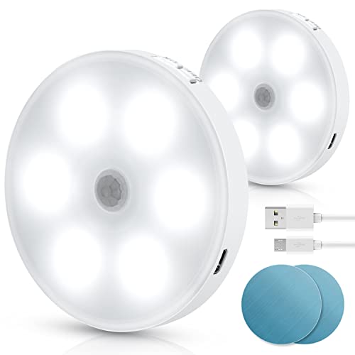 Aigostar 2 Stück 6500K Nachtlicht Kinder mit Bewegungsmelder, Selbsthaftende Schrankbeleuchtung Aufladbar USB, 0.5W Nachtlampe für Kinderzimmer, Schlafzimmer, Treppe, Flur, Badezimmer, Küche von Aigostar