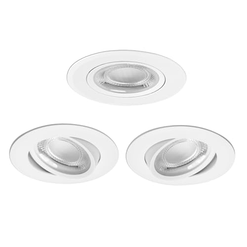 Aigostar LED Einbaustrahler 230v, 5W Deckenstrahler LED, 370LM LED Spot, kaltes weißes Licht 6500k, Ф70-75mm, Schwenkbar Deckenspots für Küche Wohnzimmer Korridor, Packung mit 3 von Aigostar