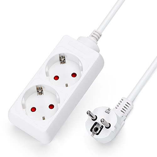 Aigostar Steckdosenleiste 2-fach Tischsteckdose Kindersicherung 3G1.5m㎡1'5m Kabel, Weiß von Aigostar