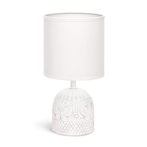Tischlampe Keramik Tischleuchte Lampe für Nachttisch Beistelltisch Nachttischlampe Stoffschirm E14 Vintage Retro Lustig von Aigostar