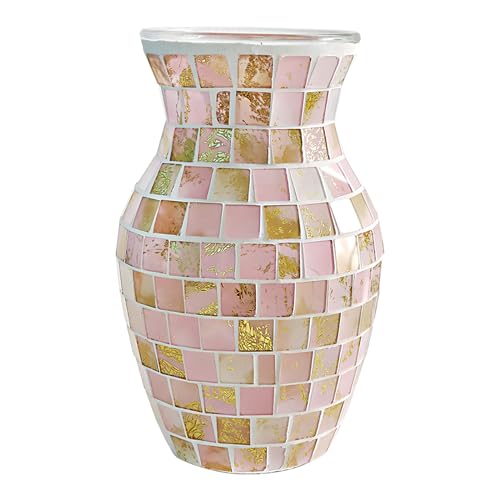 AiiBowy Vase, Glasvasen, Handgefertigt Mosaik Glasvase, Dekorative Vasen, Modern Vase für Büro, Wohnzimmer, Küche, Heimdekoration, Tischdekoration, Schlafzimmer, Bücherregale, Hochzeit, Party, (Rosa) von AiiBowy