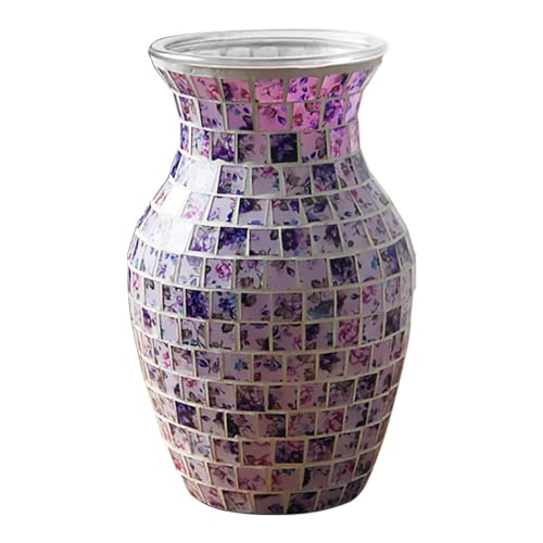 AiiBowy Vase, Glasvasen, Handgefertigt Mosaik Glasvase, Dekorative Vasen, Modern Vase für Büro, Wohnzimmer, Küche, Heimdekoration, Tischdekoration, Schlafzimmer, Bücherregale, Hochzeit, Party, (Lila) von AiiBowy