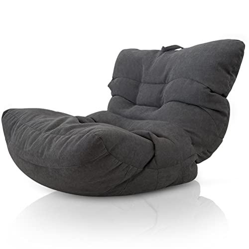 Aiire Relaxo Sitzsack XXL für Kuschelecke - Bean Bag Design mit Füllung - Riesen Sitzsäcke Erwachsene, Sitz Sack Flauschig - Bodenkissen Grob, Bodenstuhl, Bodensessel Grau von Aiire