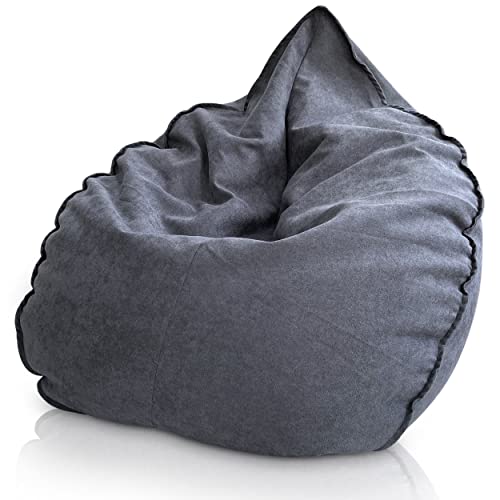 Aiire Relaxo Sitzsack XXL für Kuschelecke - Luxus Bean Bag Chair Design aus Baumwolle mit Füllung - Riesen Sitzsäcke Erwachsene, Sitz Sack Flauschig - Bodenkissen Grob, Bodenstuhl, Bodensessel Grau von Aiire