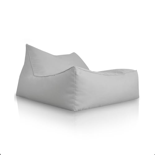 Aiire XXL Sitzsack Outdoor Modern - Riesen Bean Bag Liege mit Füllung für Garten und Pool - Bodenkissen Grob, Bodenstuhl - Outdoor Sitzsäcke für Kinder und Erwachsene Grau von Aiire