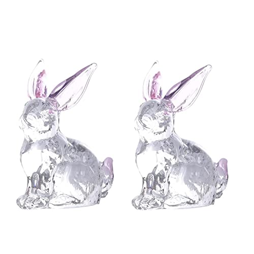 Ailovone 2 Stücke Ornament Kaninchen aus Kristall Osterhasen-Statue Glas Hase Kristall Dekofigur Miniatur Tierfiguren Sammlerstücke Ornament chinesisches Sternzeichen Tischdekoration (A2-2PCS) von Ailovone