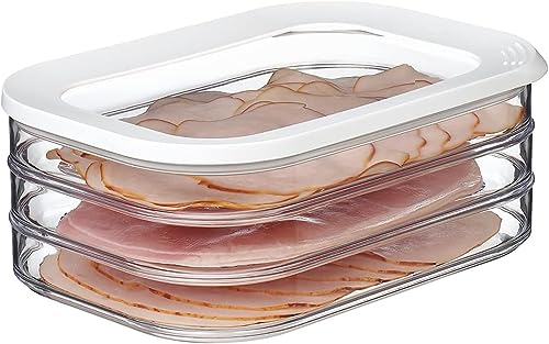 Ailovone Aufschnittdosen stapelbar Frischhaltedose für Aufschnitt Aufbewahrungsbox mit Deckel zur Aufbewahrung von Aufschnitt & Käse Wurst und Fleischwaren (dreilagig) von Ailovone