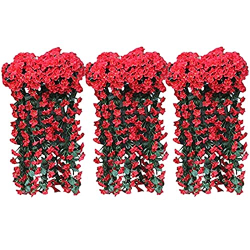 Ailovone Hängepflanze künstlich Künstlich Hängende Blumen kunstblumen veilchen hgende Blumen Künstliche Blumen an der Wand Künstlicher Hängender Glyzinien Heimdekoration (Rot) von Ailovone
