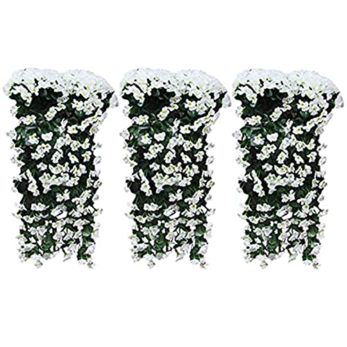Ailovone Hängepflanze künstlich Künstlich Hängende Blumen kunstblumen veilchen hgende Blumen Künstliche Blumen an der Wand Künstlicher Hängender Glyzinien Heimdekoration (Weiß) von Ailovone