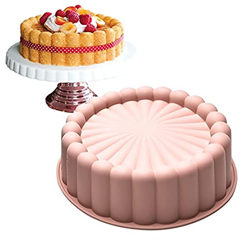 Ailovone Kuchenform Aus Silikon runde Antihaft Silikonformen für Käsekuchen Sonnenblumenförmige Form Mehrzweckform zum Backen von Käsekuchen, Brownie, Torte, Flan, Brot, leicht zu lösen (Rosa) von Ailovone