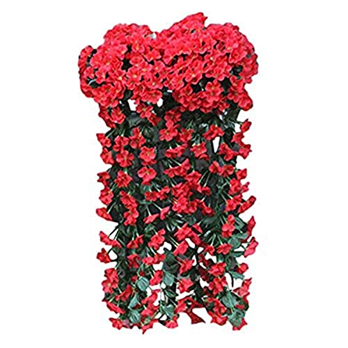 Ailovone Künstlich Hängende Blumen künstliche hängepflanzen kunstblumen Balkon Kunstblumen Veilchen Hgende Blumen Künstliche Blumen an der Wand efeu künstlich für Büro, Party (Rot-1pcs) von Ailovone