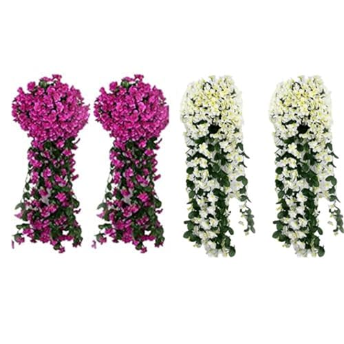 Ailovone Künstlicher Hängender Glyzinien künstliche Blumen hängend kunstpflanzen hängend Veilchen Hängende Kunstblumen für Büro,Zuhause,Dekoration,Hochzeit,Party (4pcs-A20) von Ailovone