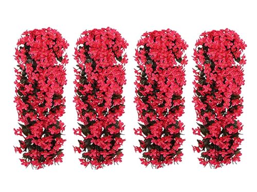 Ailovone kunstpflanzen hängend Glyzinien Kunstblumen Hängend Künstlich Hängende Blumen kunstblumen hängend Künstliche Veilchen Hängepflanzen Dekoratio für Haus Garten Hochzeit Büro (rot-4pcs) von Ailovone