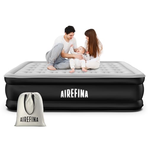 Airefina Luftmatratze 2 Personen, Aufblasbare Matratze mit Integrierter Pumpe, Luftmatratze Selbstaufblasend in 3 Minuten, Luftbett für Camping &Heimgebrauch, Langlebig Gästebett -203 x 152 x 46cm von Airefina