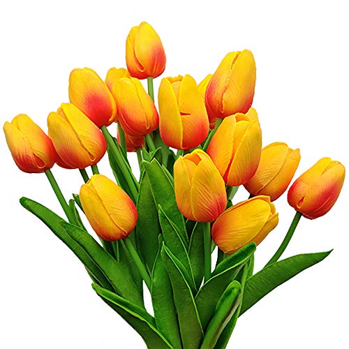 Aisamco 20 Stück Künstliche Tulpen Gefälschte Tulpen Hochzeitssträuße Blumen Gefälschte Tulpen PU Tulpen Blumen für Hauptzimmer Herzstück Hochzeitsdekoration (Rosa) von Aisamco