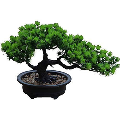 Aisamco Künstlicher Bonsai-Baum Gefälschte Pflanze Künstliche Zimmerpflanzen im Topf Japanische Kiefern-Bonsai-Pflanze mit Einer Höhe von 19 cm und Einer Breite von 34 cm für die Inneneinrichtung von Aisamco