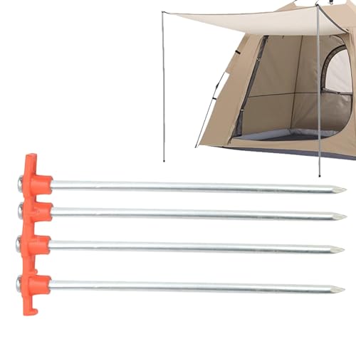 Aisyrain Camping-Zeltheringe, Zeltheringe,4 Stück Stahl-Überdachungsstangen für Zelte | Flexible Lange Spiralschraube, Wiederverwendbare Bodennägel, Schraubpfähle für Outdoor-Camping-Zeltfallen von Aisyrain
