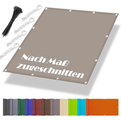 TerrassenüBerdachung Sonnenschutz 1.5x2.6M, Segeltuch mit ösen, Wintergarten Sonnenschutz inkl Befestigungsseile, UV-Schutz, Wetterfest für Garten Terrasse Balkon, Khaki von Aiyaoo