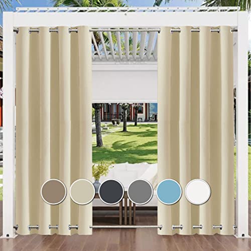 Aiyaoo Outdoor Vorhang Carport 112x235cm (1 Stück), Vorhang Blickdicht für den Gartenlaube, Schiebetür, Pergola, Privatsphäre Wärmeisoliert, Beige von Aiyaoo