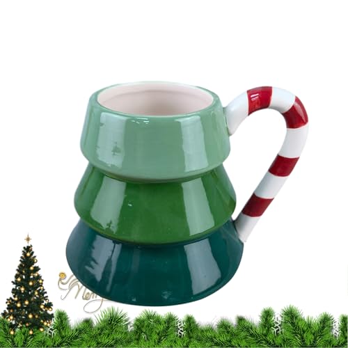 Aizuoni 3D-Weihnachtskeramikbecher | Einzigartig Geformte Weihnachtstasse - Neuartige Kaffeetasse, Weihnachtsbecher Für Kaffee Mit Griff, Bestes Geschenk Für Eltern,Freunde,und Weihnachten von Aizuoni