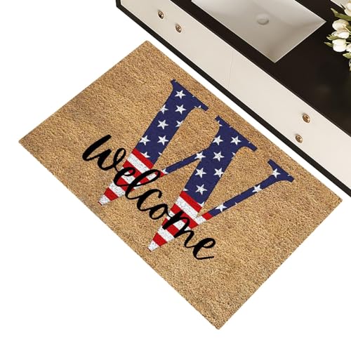 Aizuoni Patriotischer Outdoor-Teppich, Fußmatte mit amerikanischer Flagge | Patriotische Outdoor-Willkommensmatte,60 x 40 cm große Memorial Day-Teppiche für die, 4. Juli-Willkommensmatte für Innen- von Aizuoni