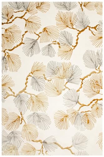 Teppich ELISA Mode Modern Unikat Muster Wohnzimmer Blätter für Schlafzimmer Zweige (140x190cm) von Akcila