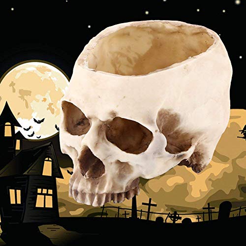 Akozon Skull Blumentopf, Harz Schädel Kopf Design Blumentopf Pflanzgefäß Container Halloween Totenkopf Künstliche Skull Head Blumentopf Figur Modell Pflanzen Container Haus Bar Dekor von Akozon