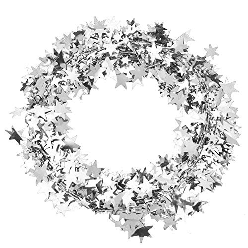 Draht Lametta Sterne, Baum Hochzeit Party Dekoration Kuchen auf Silber Bekleidungs Zubehör (Silber) 7,5 M Kleine Sterne Girlande Weihnachten (Silber) von Akozon