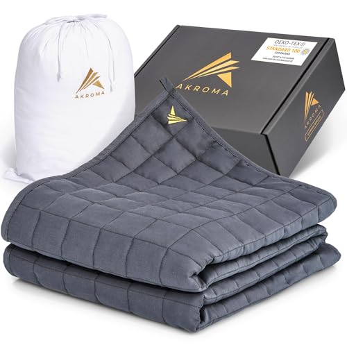 Akroma Premium Gewichtsdecke 155x220cm 6KG – Anti Stress Therapiedecke - Schwere Bettdecke zum Besser schlafen – Entspannungsdecke gegen Schlafstörung - 100% Baumwolle (OekoTex) - Weighted Blanket von Akroma