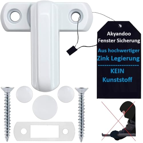 Akyandoo Fenstersicherung Fensterschloss Fensterriegel Einbruchschutz Kindersicherung NEU 2 x Fenstersicherung Weiss - Weiß - White von Akyandoo