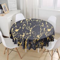 Runde Schwarze Und Goldfarbene Tischdecke| Buntes Rundes Tischtuch| Kreis Tischdeckel| Esstischdecke| Individuelle Bedruckte Tischdecke von AladdinMagicalCarpet