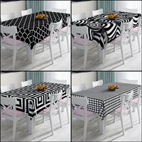 Schwarz Weiß Gemusterte Tischdecke | Rechteckige Küchentisch Dekor Bedruckte Individuelle von AladdinMagicalCarpet