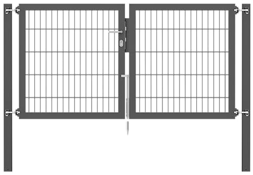 Alberts 637002 Doppeltor Flexo Plus mit Zubehör | verschiedene Breiten und Höhen | Pfostenstärke 100 x 100 mm | anthrazit | Breite 200 cm | Höhe 100 cm von Alberts