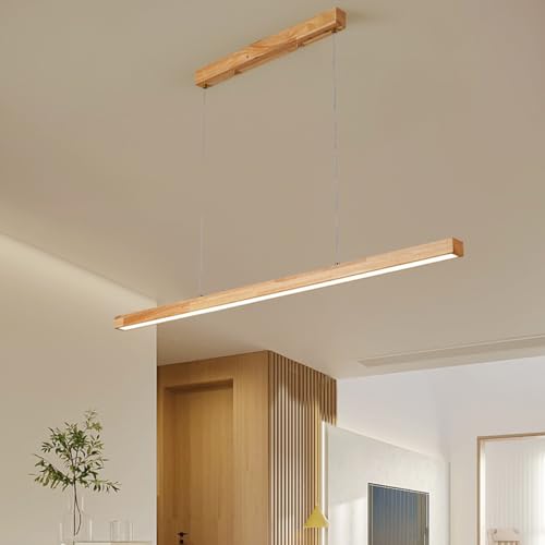 Aleaty LED Lineare Pendelleuchte Esszimmer aus Holz Hängelampe Modern Dimmbar Esszimmerlampe mit Fernbedienung Küchenlampe Höhenverstellbar Holzlampe für Esszimmer Wohnzimmer Küche (Holz, L100cm) Aleaty LED Lineare Pendelleuchte Esszimmer aus Holz Hängelampe Modern Dimmbar Esszimmerlampe mit Fernbedienung Küchenlampe Höhenverstellbar Holzlampe für Esszimmer Wohnzimmer Küche (Holz, L100cm) von Aleaty